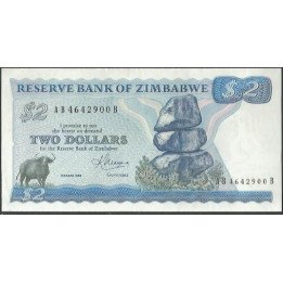 Zimbabwe 2 Dollars 1983 P1b