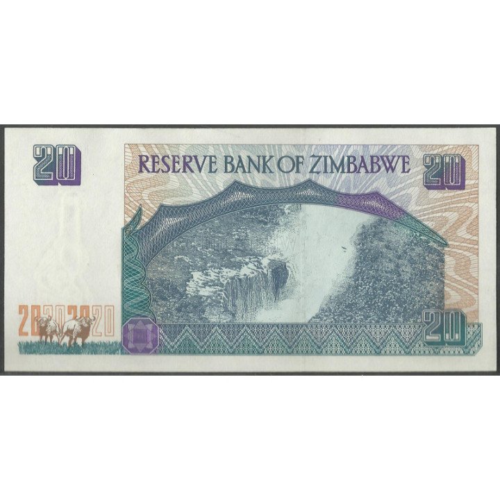 Zimbabwe 20 Dollars 1997 P7a reverso
