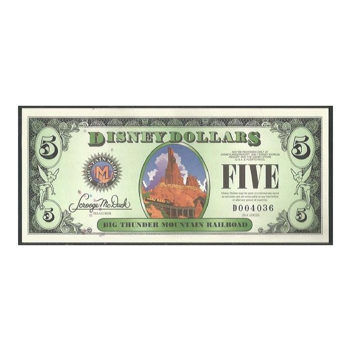 Disney 5 Dollars 2014 Big Thunder Mountain Railroad