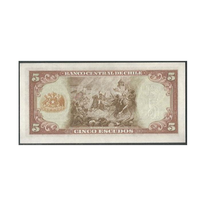 Chile 5 Escudos ND Serie A P137a reverso