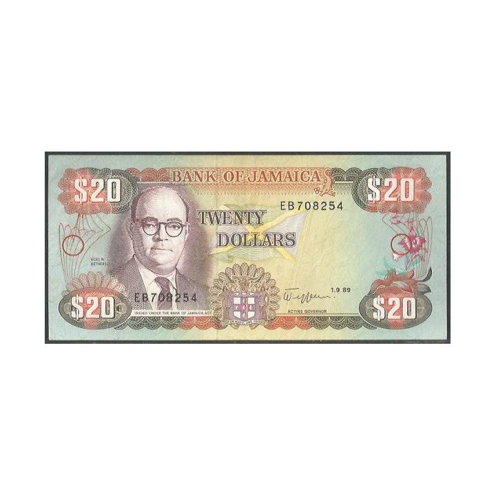 Jamaica 20 Dollars 1 Sep 1989 P72c