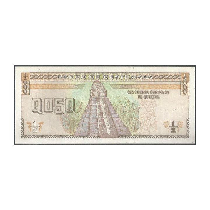Guatemala 50 Centavos 9 Ene 1998 P98 reverso