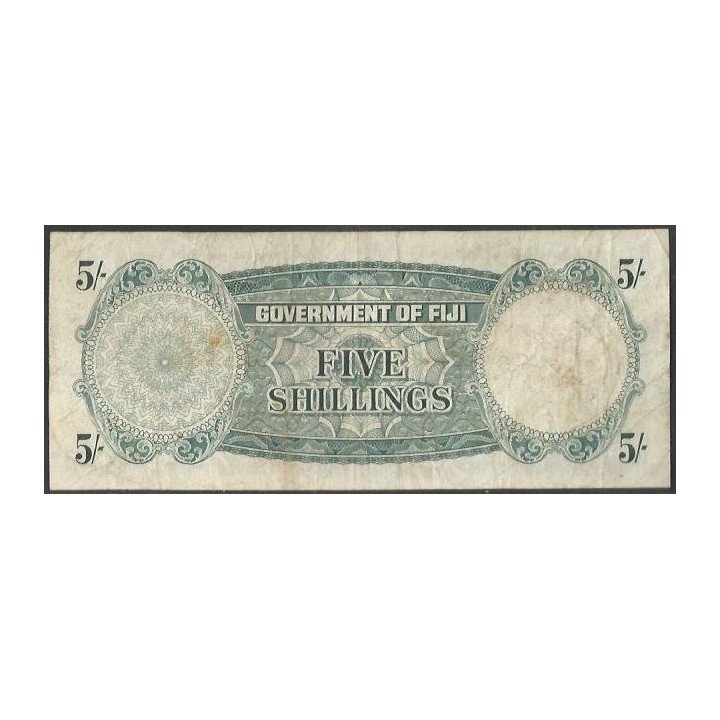 Fiji 5 Shillings 1 Dic 1962 P51c reverso
