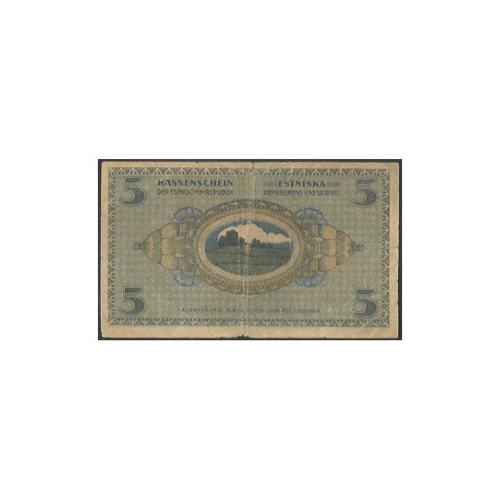 Estonia 5 Markka 1919 P45a reverso