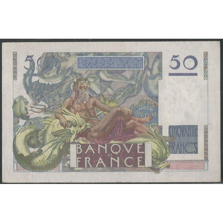 Francia 50 Francs 24 Ago 1950 P127e reverso