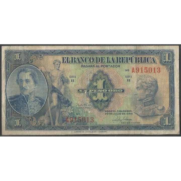 Billete de 1 Peso 20 Jul 1946 RA 6 Dig BGW029