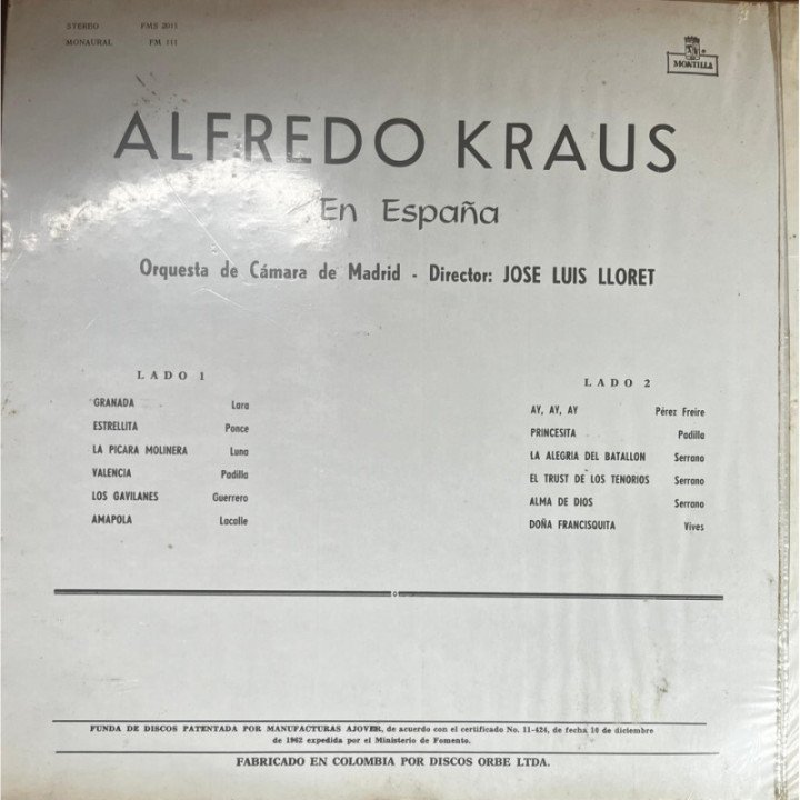 Alfredo Kraus -Of Spain reverso