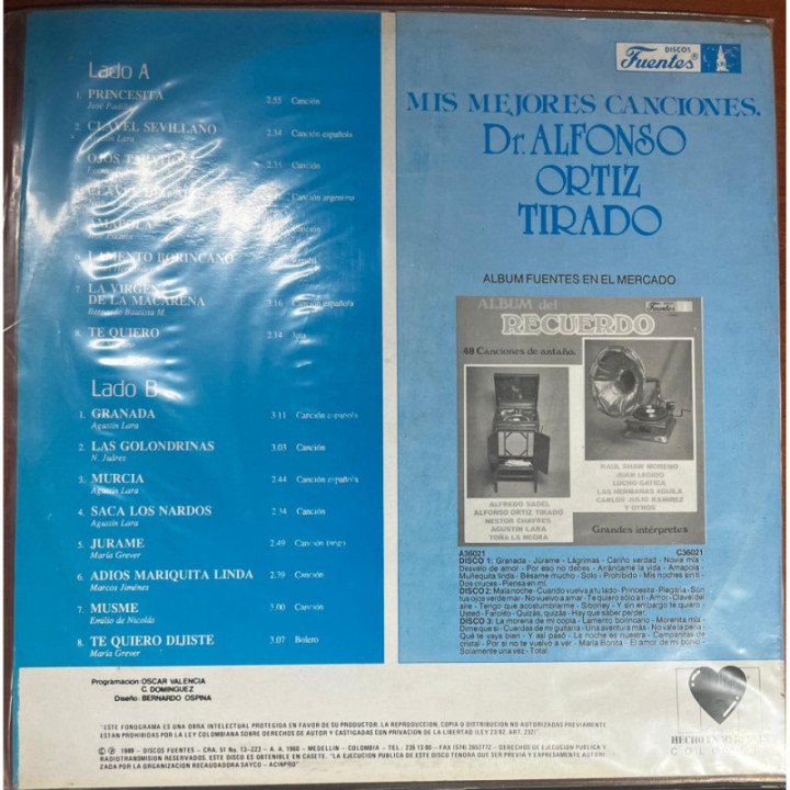 Dr. Alfonso Ortiz Tirado - Mis Mejores Canciones 16 Exitos reverso