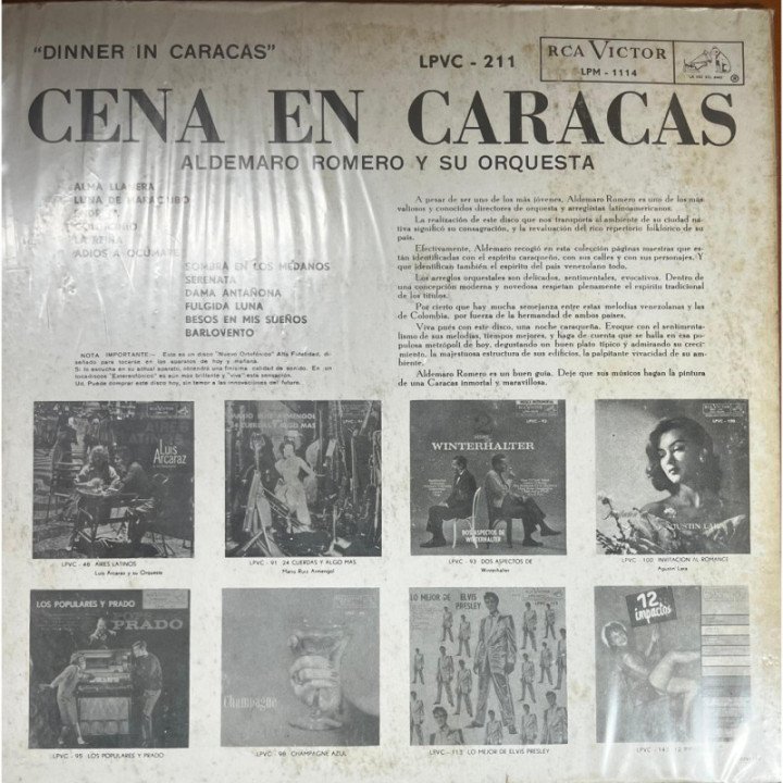 Aldemaro Romero - '' Diner in Caracas'' reverso