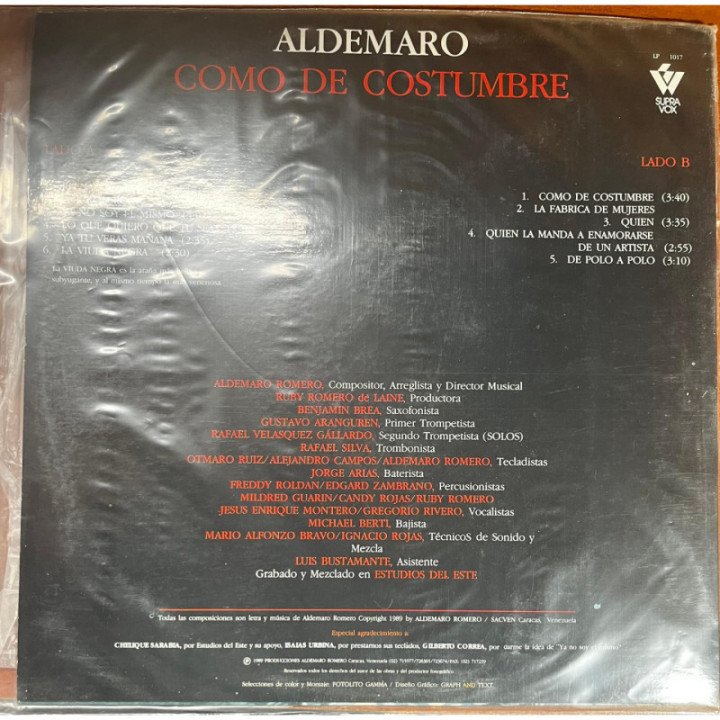Aldemaro Romero - Como de Costumbre reverso