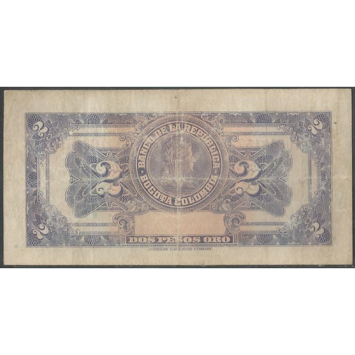 Billete de 2 Pesos 20 Jul 1944 BGW087 reverso