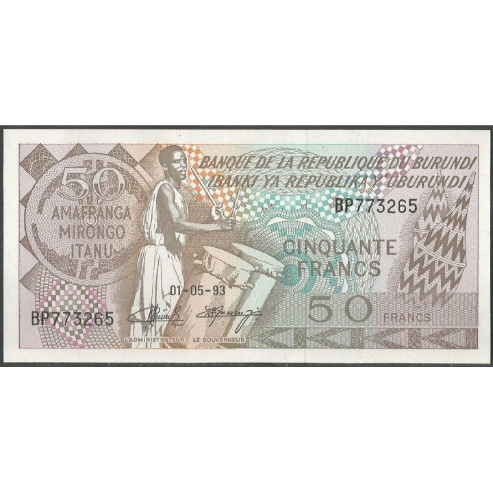 Burundi 50 Francs 1 May 1993 P28c