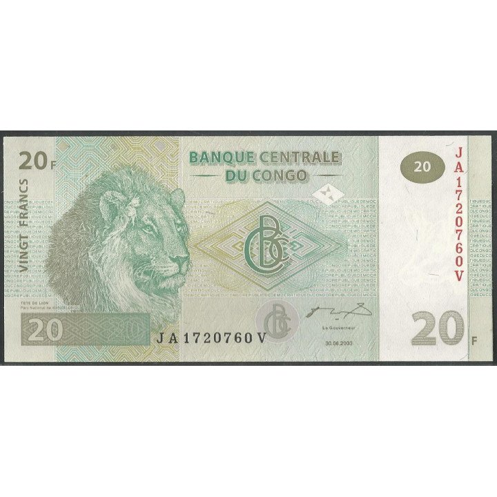 Rep. Democratica del Congo 20 Francs 30 Jun 2003 P94A