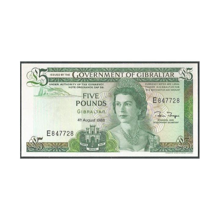 Gibraltar 5 Pounds 4 Ago 1988 P21b