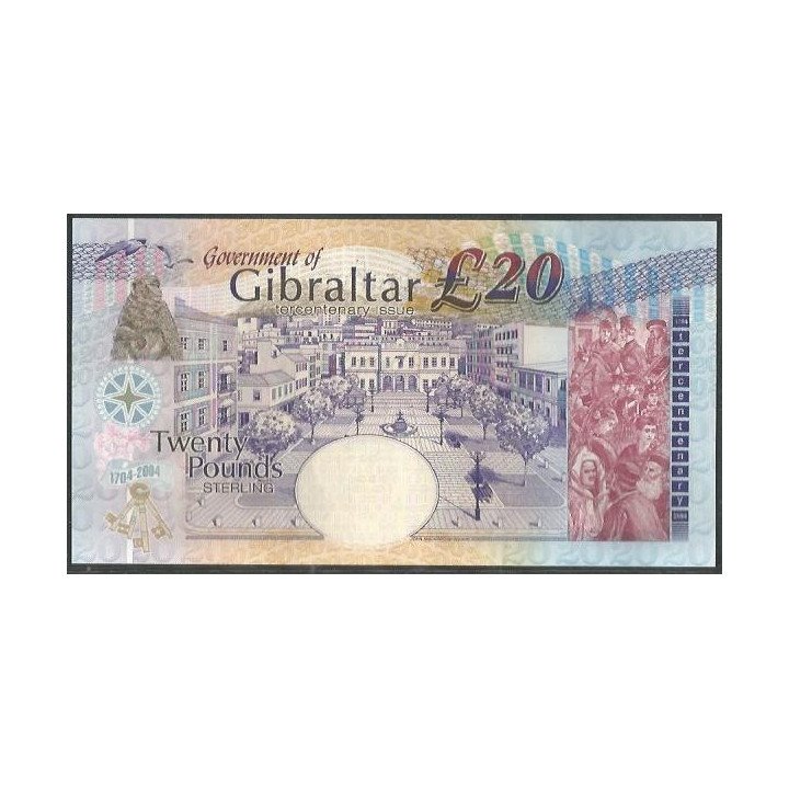 Gibraltar 20 Pounds 4 Ago 2006 P31a reverso