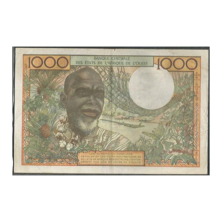 Costa de Marfil 1.000 Francs ND1965 P103Ag reverso
