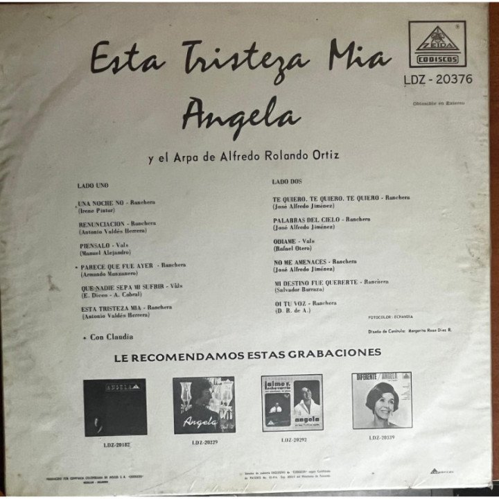 Angela - Esta Tristeza Mia reverso