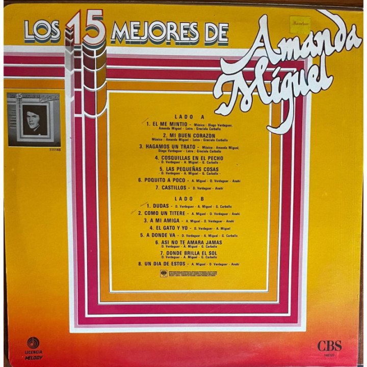 Amanda Miguel - Los Mejore 15 de Amanda Miguel reverso