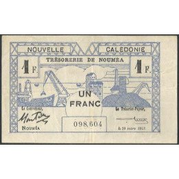 Nueva Caledonia 1 Franc 29 Mar 1943 P55