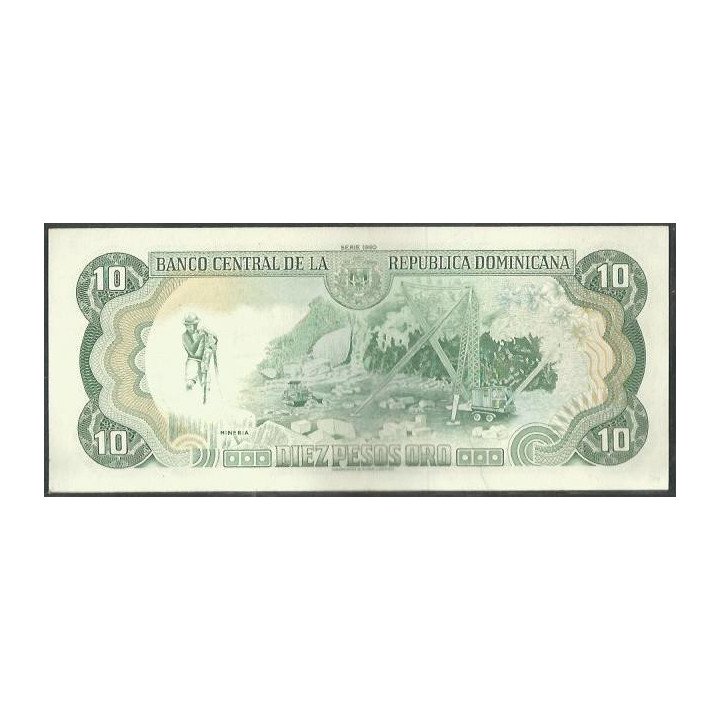 Rep. Dominicana 10 Pesos 1990 P132 reverso