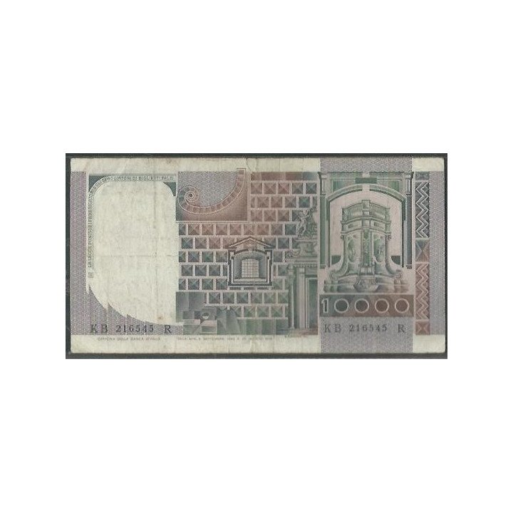 Italia 10.000 Liras 6 Sep 1980 P106b reverso