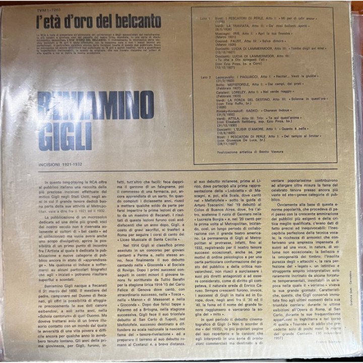 Beniamino Gigli -L'eta D'oro del Belcanto reverso