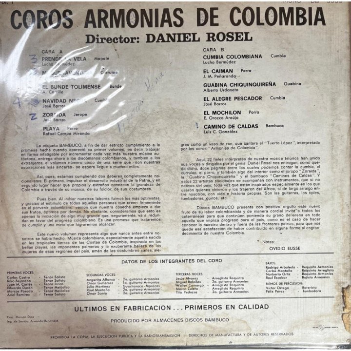 Coros Armonias de Colombia - 22 Voces con Ritmos reverso