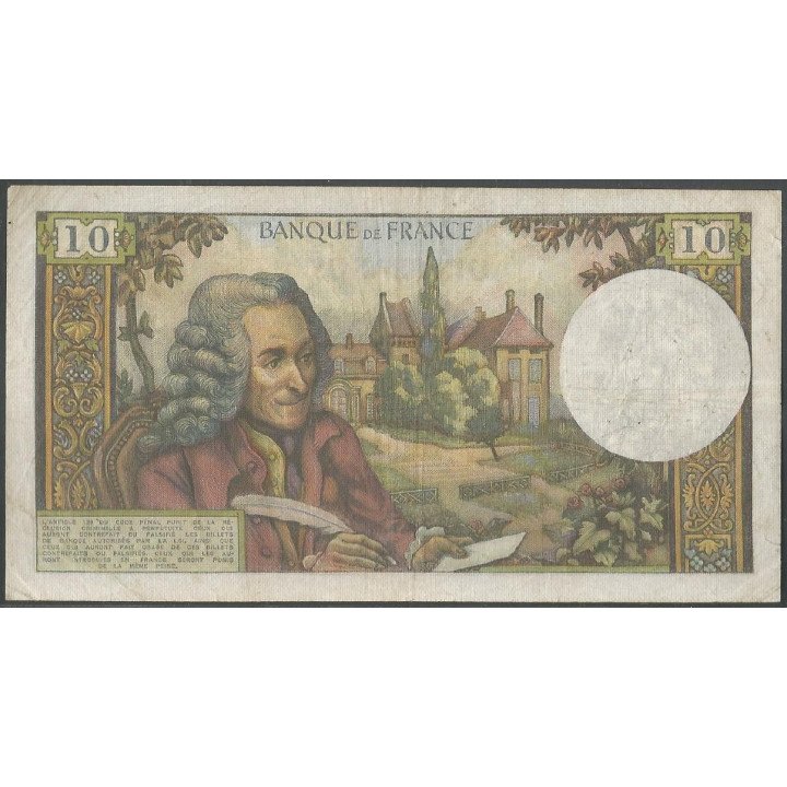 Francia 10 Francs 7 Dic 1972 P147d reverso