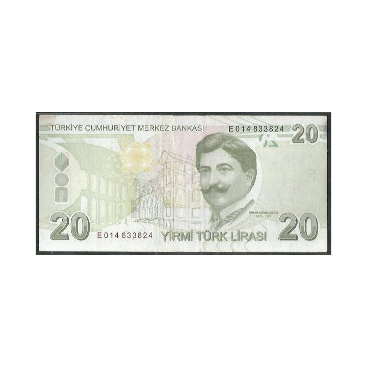 Turkya 20 Liras ND2009 P224d reverso