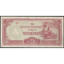 Burma - Ocupacion Japon WWII 10 Rupias ND1942-4 P16a