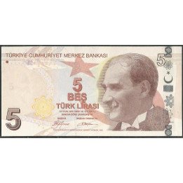 Turkya 5 Liras ND2009 P222a