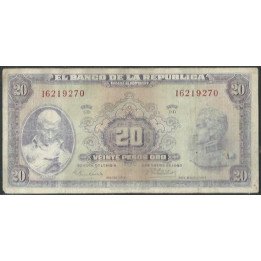 Billete de 20 Pesos 2 Ene 1963 BGW221