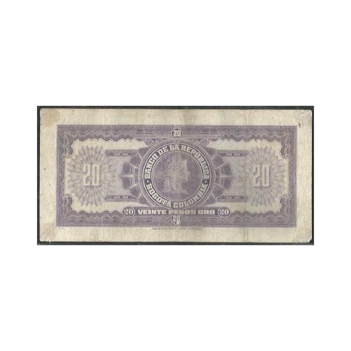 Billete de 20 Pesos 2 Ene 1963 BGW221 reverso
