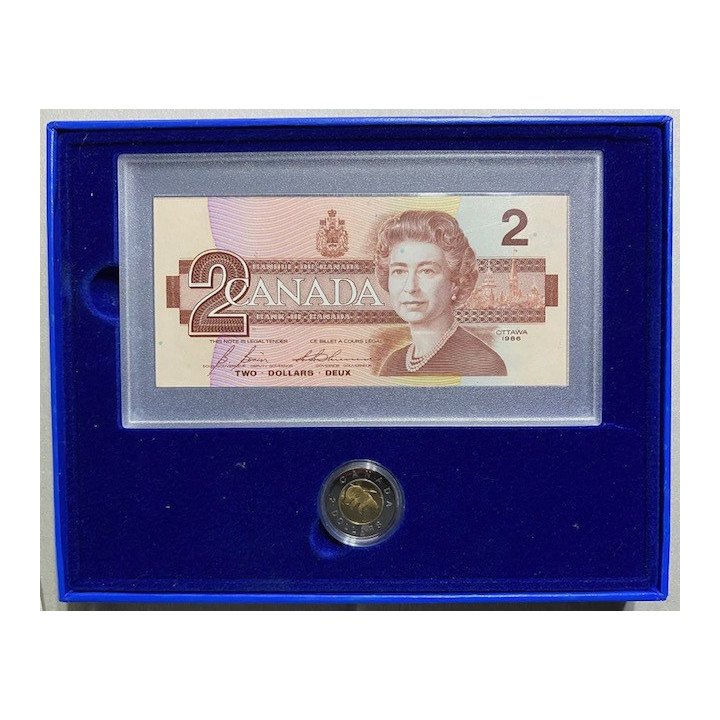 Canada Set proof Moneda y Billete 2 Dollars 1996