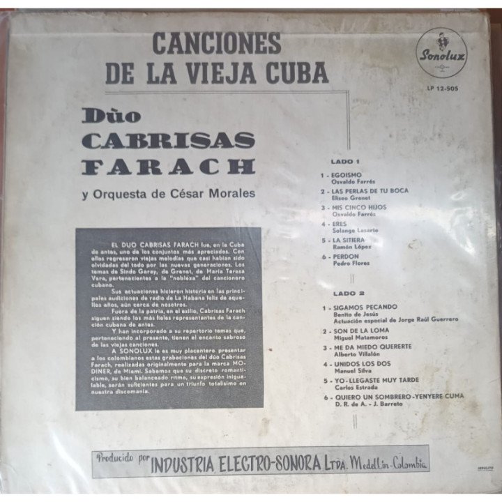 Duo Cabrisas Farach - Canciones de la vieja cuba reverso