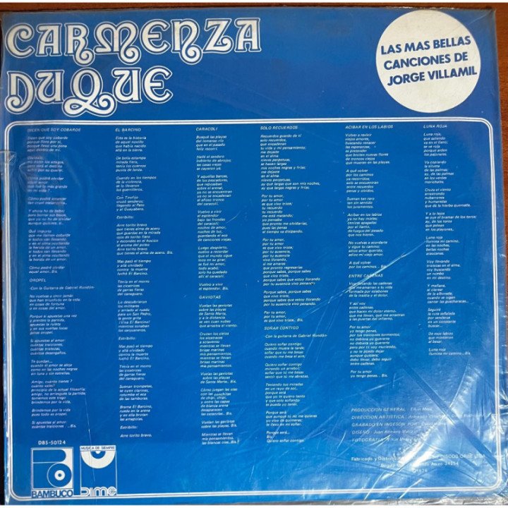 Carmenza Duque - Las mas bellas canciones de Jorge Villamil reverso