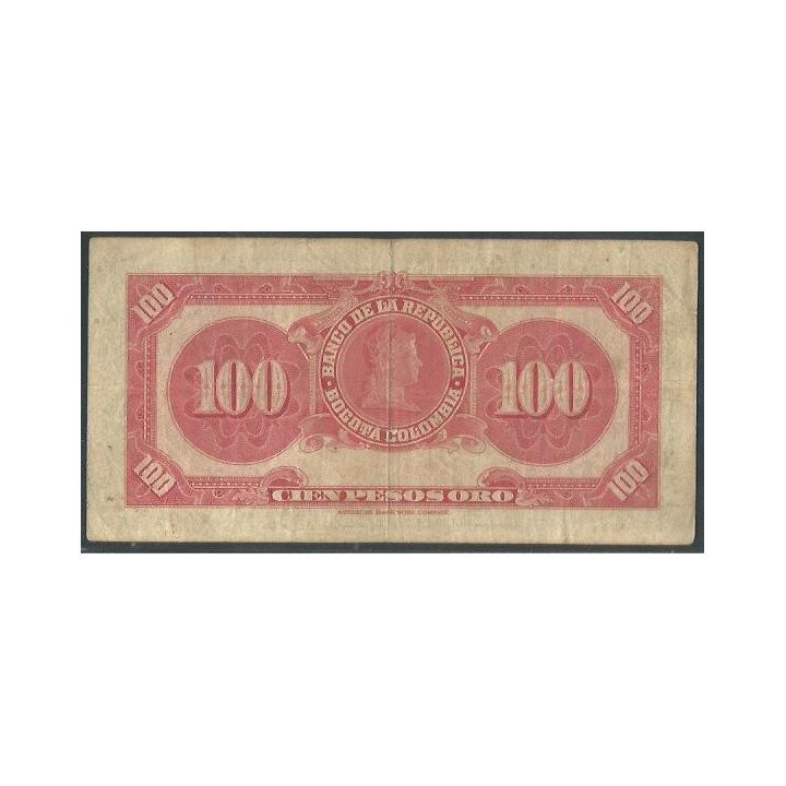 Billete de 100 Pesos 1 Ene 1951 6 Dig BGW289 reverso