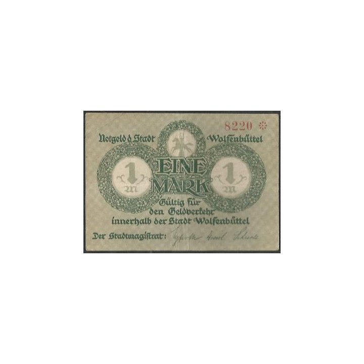 Alemania - Wolfenbuttel 1 Mark Nov 1918 reverso