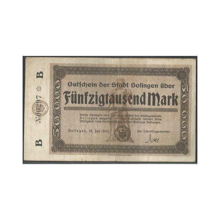 Alemania - Solingen 50.000 Mark 10 Jul 1923