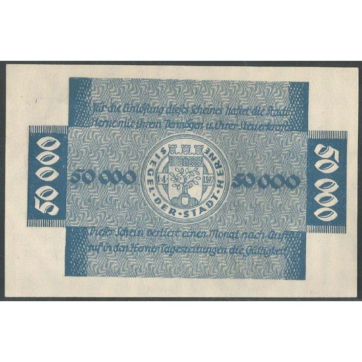 Alemania - Herne 50.000 Mark 25 Ago 1923 reverso