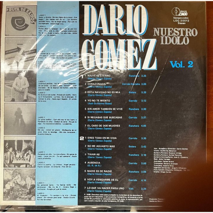 Dario Gomez - Nuestro Idolo Vol.2 reverso
