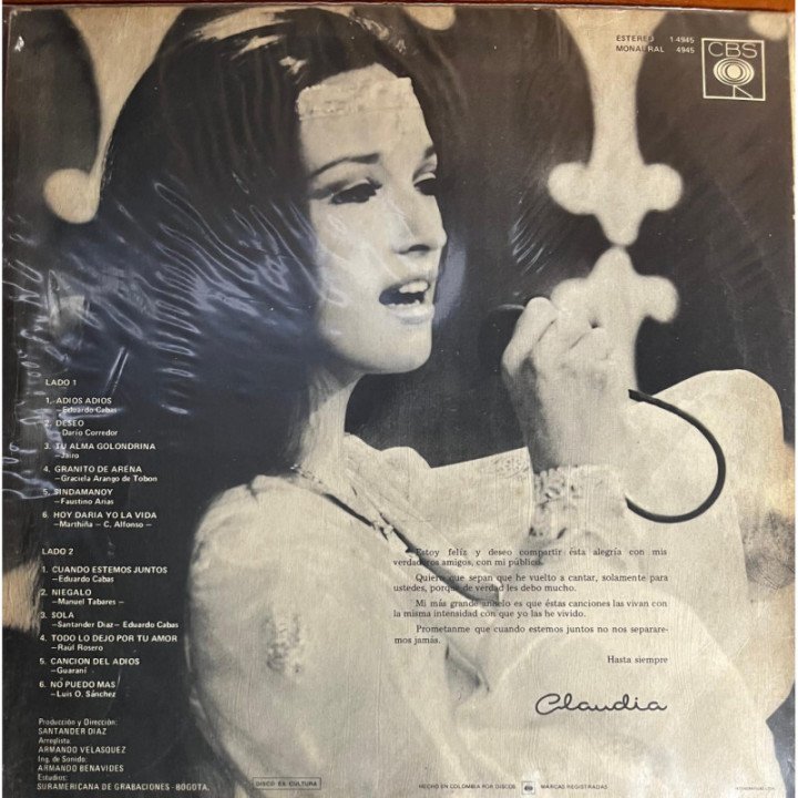 Claudia de Colombia - Cuando Estemos Juntos reverso