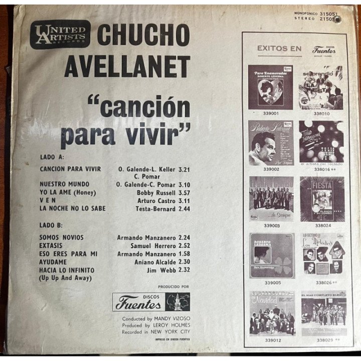 Chucho Avellana - Cancion Para Vivir reverso
