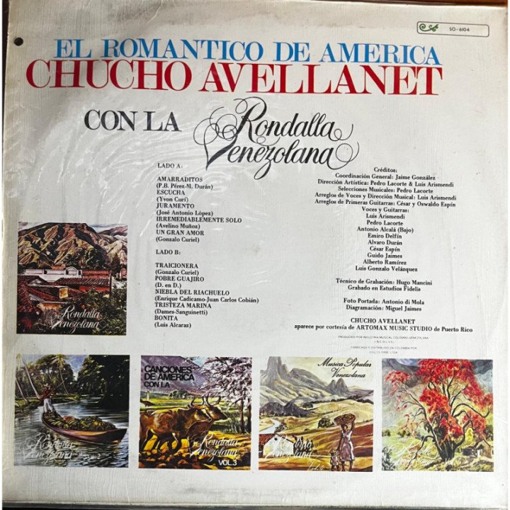 Chucho Avellana - El Romantico de America reverso