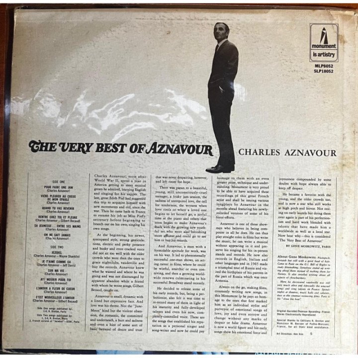 Charles Aznavour - The Very Best Of Aznavour reverso