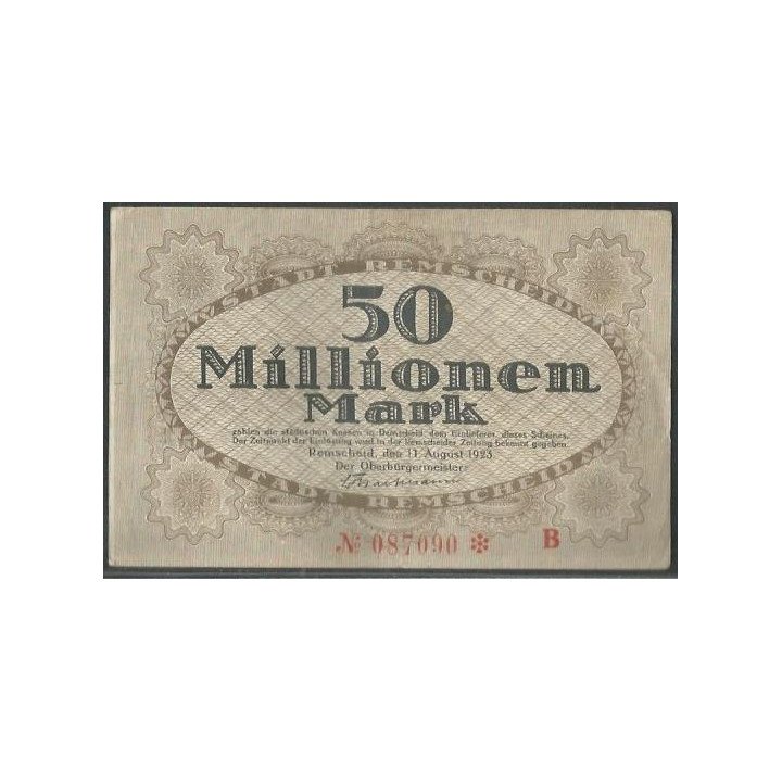 Alemania - Remscheld 50.000.000 Mark 11 Ago 1923