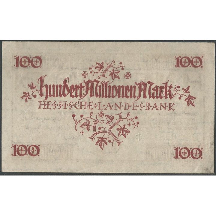 Alemania - Hessiche 100.000.000 Mark 20 Jul 1923 reverso