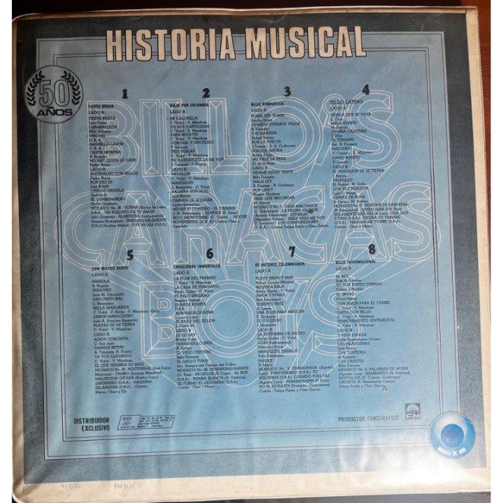Billo's Caracas Boys - Historia Musical ( Boxset 8 vinilos) reverso