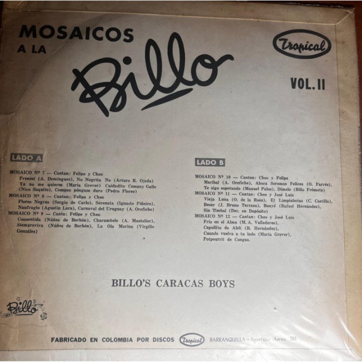 Billo's Caracas Boys - Mosaico A La Billo Vol II. reverso
