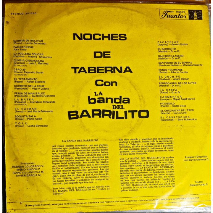 La Banda Del Barrilito - Noches de Taberna reverso